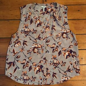 Joie purple size large silk floral sleeveless blouse. Designer, floral, spring